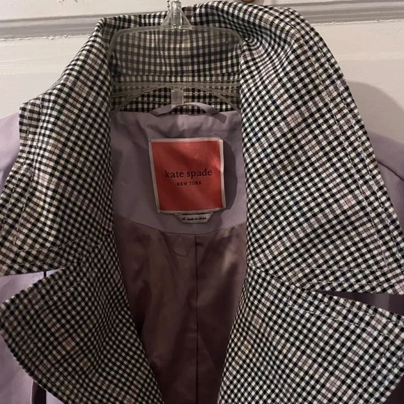 kate spade Lilac Trench Coat with Plaid Collar - Picture 8 of 12